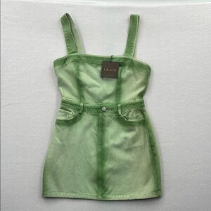 3for$20 Le Lis Sage Green overall Denim Dress size: small